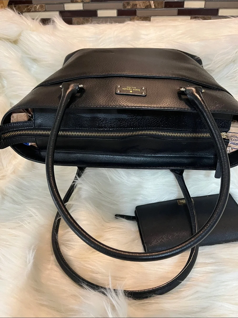 kate spade Black Leather Tote with Matching Wallet